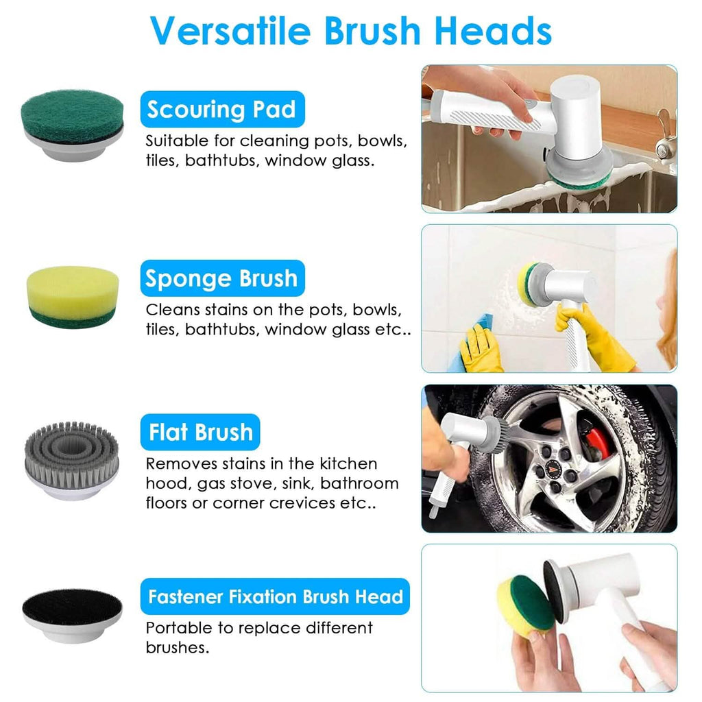 Electric Handheld Spin Scrubber Cordless Cleaning Brush with 2 Rotating Speeds